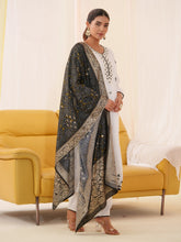 Women Ethnic Motifs Embroidered Kurta With Trousers & Dupatta-MLWSHKS4295BLK